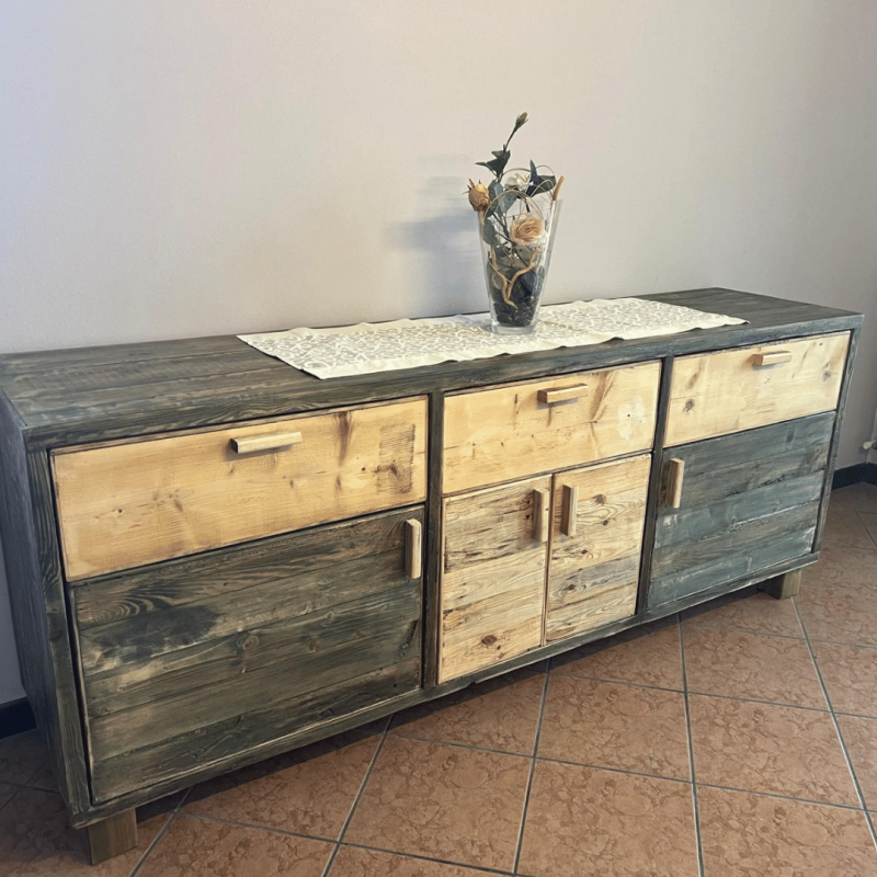 cassettiera in legno bicolor