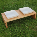 porta ciotole per cani o gatti di legno